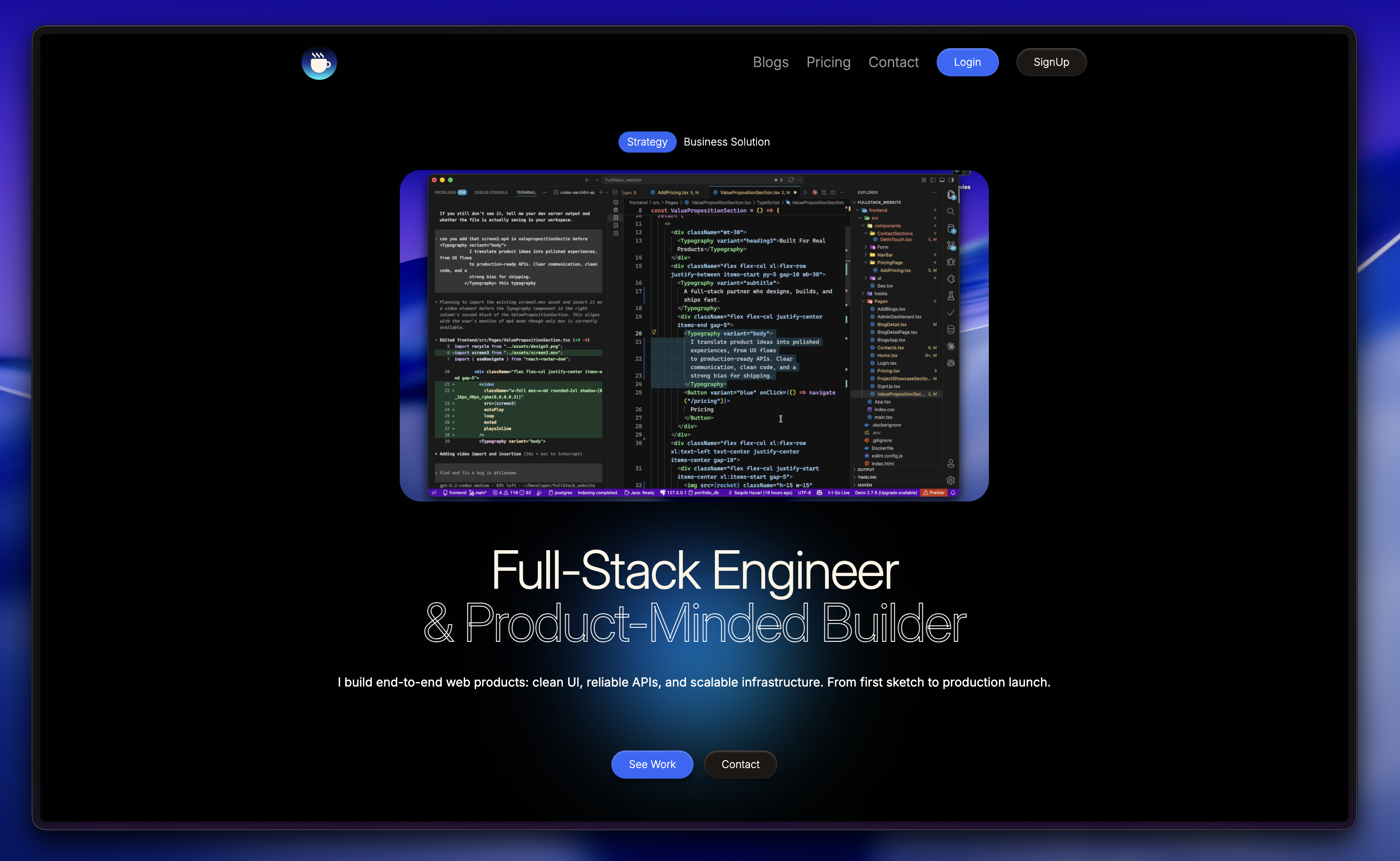 Preview of Full Stack Engineer Website